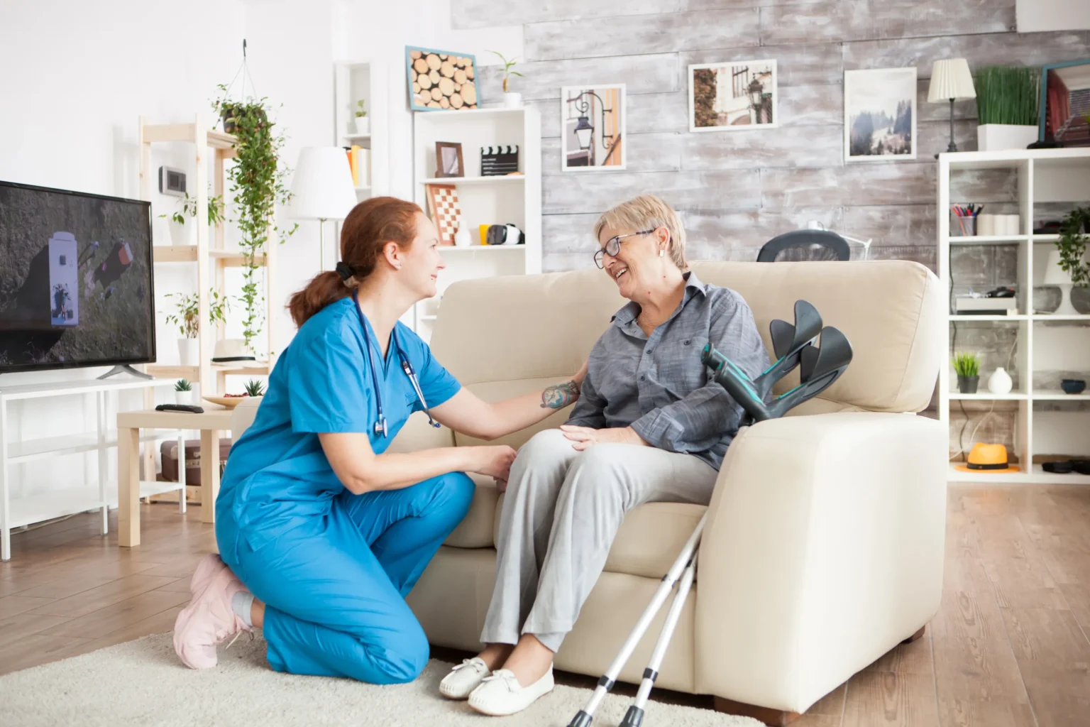 Physiotherapeutische Behandlung bei einem Hausbesuch